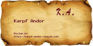 Karpf Andor névjegykártya